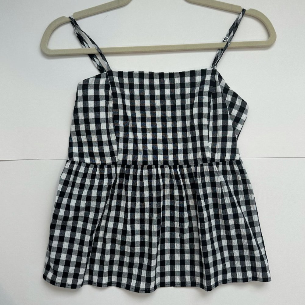 Black and White Checkered Smocked top